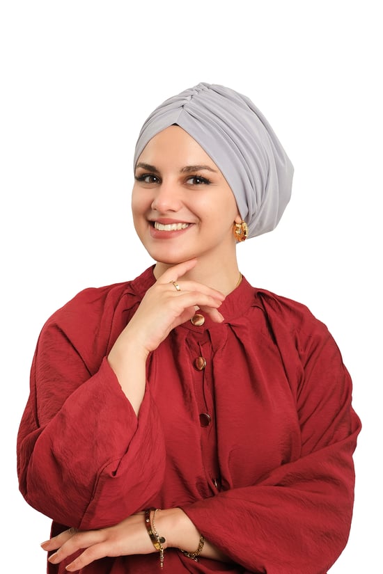 Hürrem Bone Gri Drapeli Salaş Tesettür Bone Sandy Büzgülü 2315_15