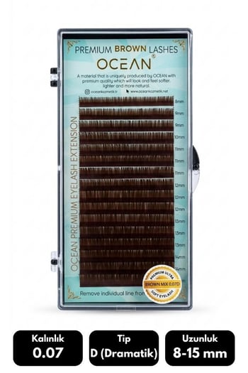 Ocean 0.07d Dramatik Kıvrım Brown Mix Soft Eyelash Doğal İpek Kirpik 16'lı