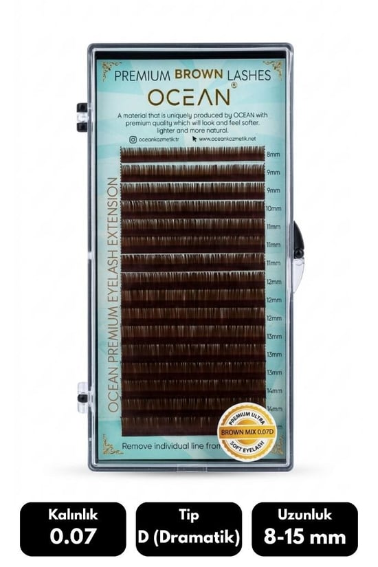 Ocean 0.07d Dramatik Kıvrım Brown Mix Soft Eyelash Doğal İpek Kirpik 16'lı