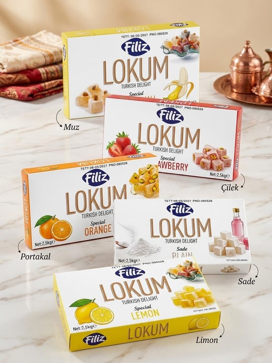 Filiz Lokum 2.5 Kg Limon-çilek-sade-kivi-portakal