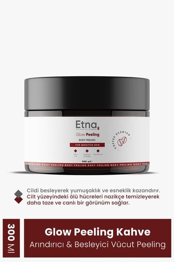 Etna Pharma Kahve Özlü Gözenek Sıkılaştırıcı, Cilt Yenileyici ve Arındırıcı Yüz ve Vücut Glow Peeling 300 Ml