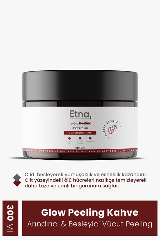 Etna Pharma Kahve Özlü Gözenek Sıkılaştırıcı, Cilt Yenileyici ve Arındırıcı Yüz ve Vücut Glow Peeling 300 Ml