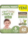 Baby Turco Doğadan Pofuduk 6 Numara Xlarge 62'li Bebek Bezi