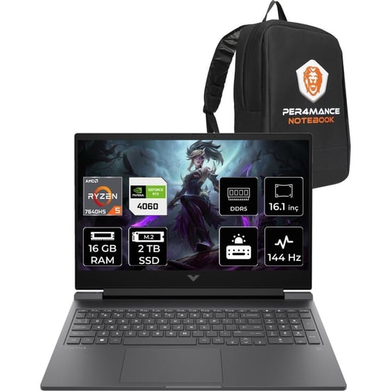 HP Victus 16 Ryzen 5 7640HS RTX 4060 16GB RAM 2TB SSD 16.1" FHD 144Hz FreeDOS 7Z4M8EAPN310 Gaming La