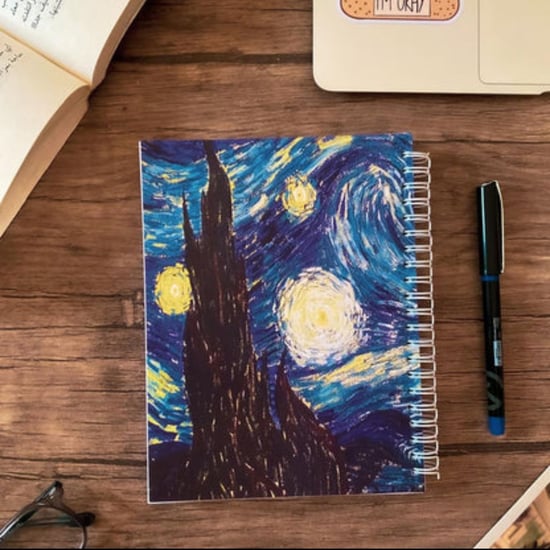A5 96 Yaprak Sert Kapak Sprilli Çizgili Defter Starry Night Modelli