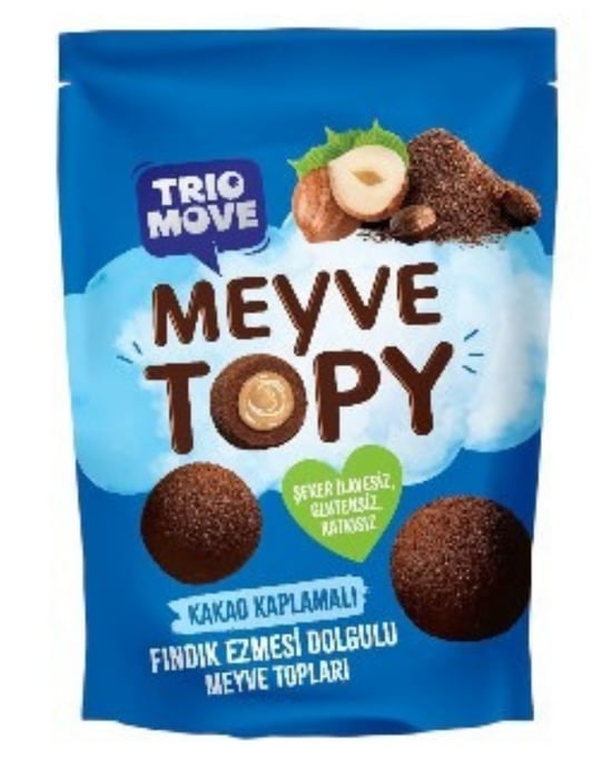Trio Move Meyve Topy Kakao Kaplamalı Fındık Ezmesi Dolgulu Meyve Topları 96 gr