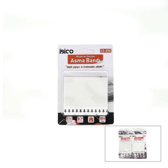 İ13-090 İ13-090 ( 10pcs ) Resim ve Çerçeve Asma Bantı ( 10lü Set=7kg.taşıma ) ( Çift Tarflı Bant ) ( Güçlü Yapışır & İz Bırakmadan Sökülür ) ( Bandı )