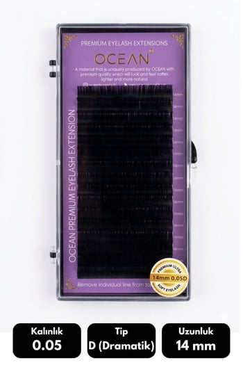 Ocean 0.05d Dramatik Kıvrım 14 Mm Soft Eyelash Doğal İpek Kirpik 16'lı