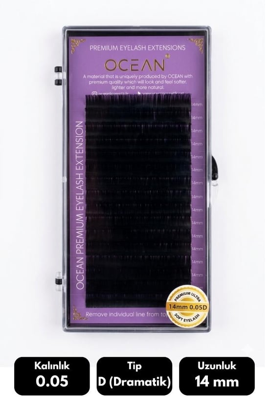 Ocean 0.05d Dramatik Kıvrım 14 Mm Soft Eyelash Doğal İpek Kirpik 16'lı