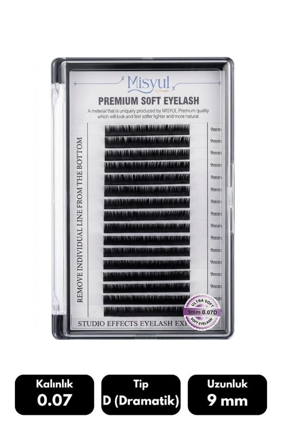 Misyul 0.07d Dramatik Kıvrım 9 Mm Soft Eyelash Doğal İpek Kirpik 16'lı