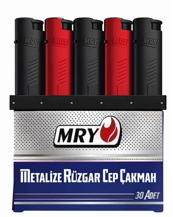 Mry Metalize Rüzgar Çakmak Siyah - Kırmızı