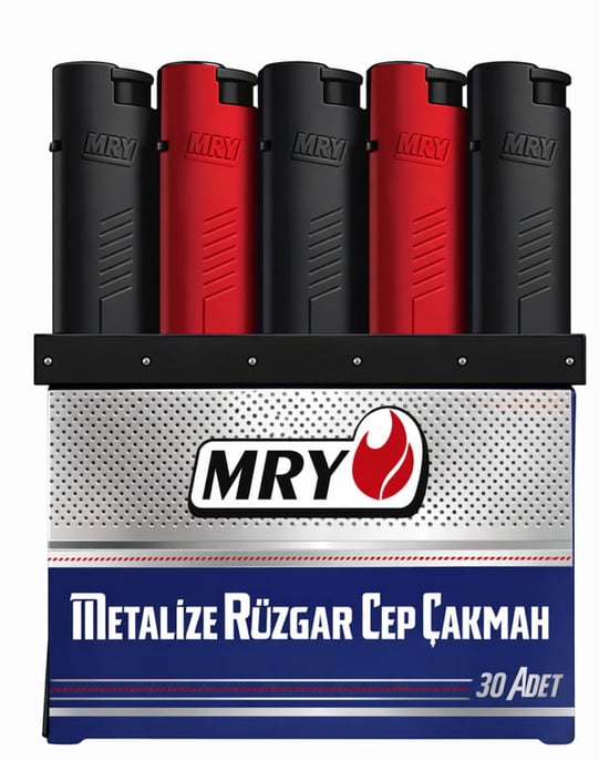 Mry Metalize Rüzgar Çakmak Siyah - Kırmızı