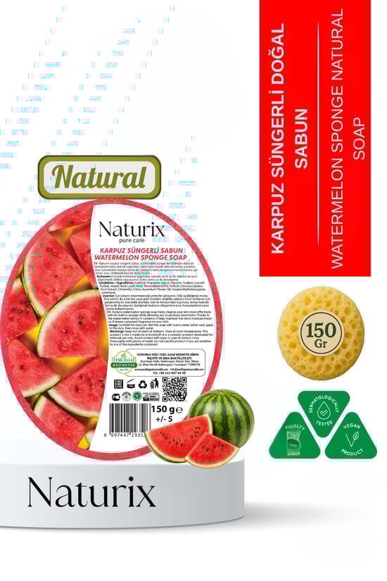 Naturix Karpuz Süngerli Sabun 150 Gr | Peeling Etkili Arındırıcı Sabun