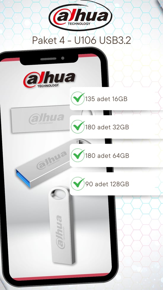 Dahua U106 Metal USB 3.2 Flash Bellek Paketi - Paket 4
