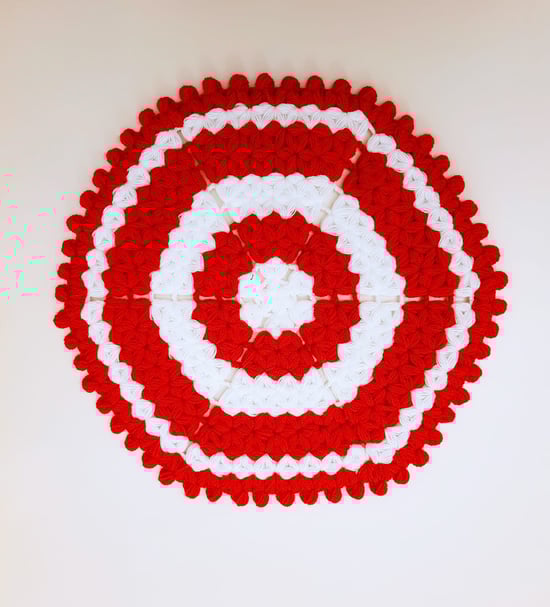 HERŞEY FIRSAT Banyo Lifi Yün El Örmesi Ceyizlik Altıgen 1 Adet - Kırmızı