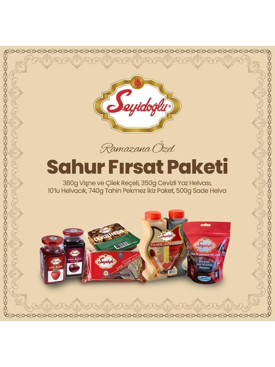 Seyidoğlu Geleneksel Çilek & Vişne Reçeli + Tahin Helva & Pekmez İkili Set