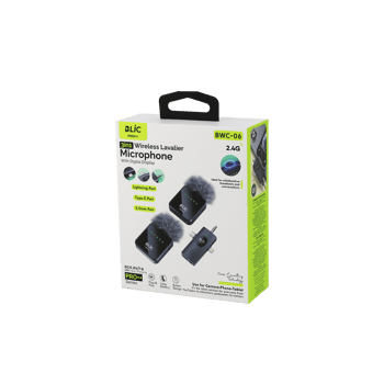 Blic Bwm-06 ( 3in1 ) Kablosuz İkili Yaka Mikrofon ( Tüylü ) ( Dijital Ekran ) ( Lightning - Type-c - 3.5mm Giriş ) ( 5.0v / 1a )
