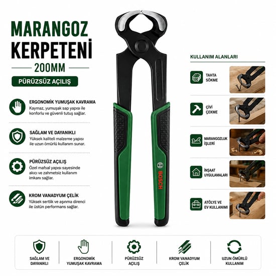 Bosch-1 600 A02 Z9w ( 528 ) ( 200mm ) ( No-8" ) Marangoz Kerpeten ( Ergonamik Yumuşak Sap ) ( 60 ± Kesme Sertlik )