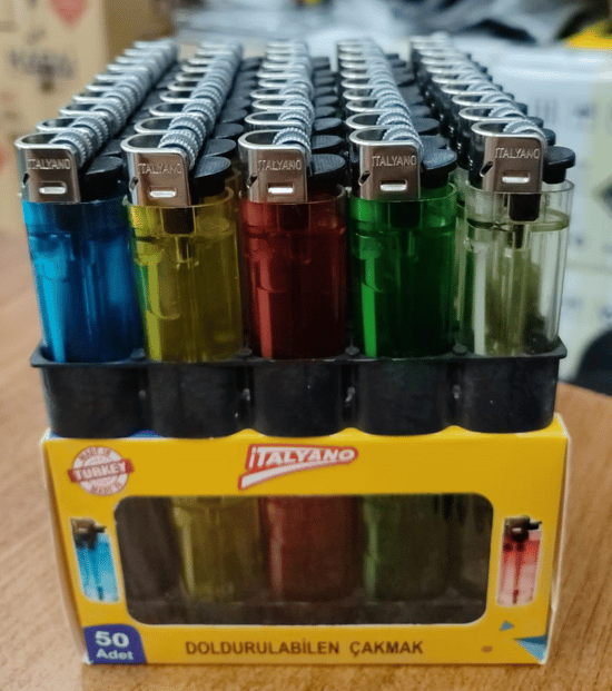 İtalyano Taşlı Çakmak Dolumlu Şeffaf