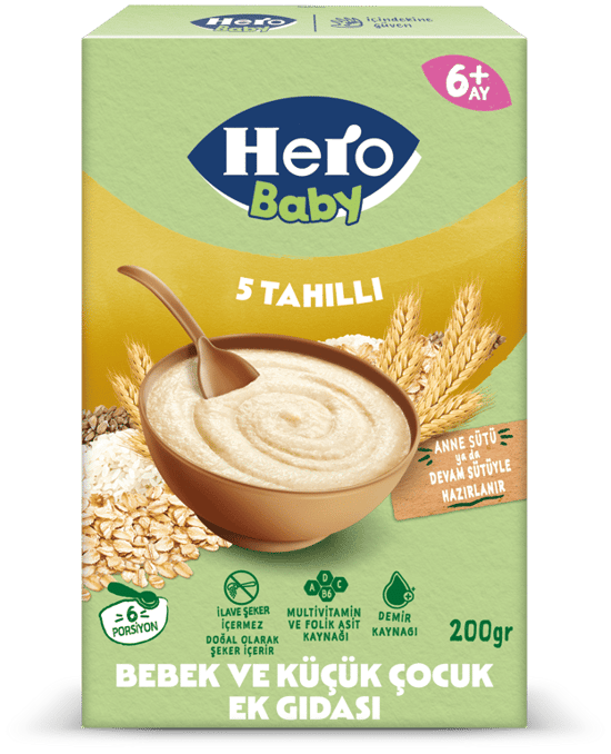 Hero Baby 5 Tahıllı Sütsüz Kaşık Mama 200g