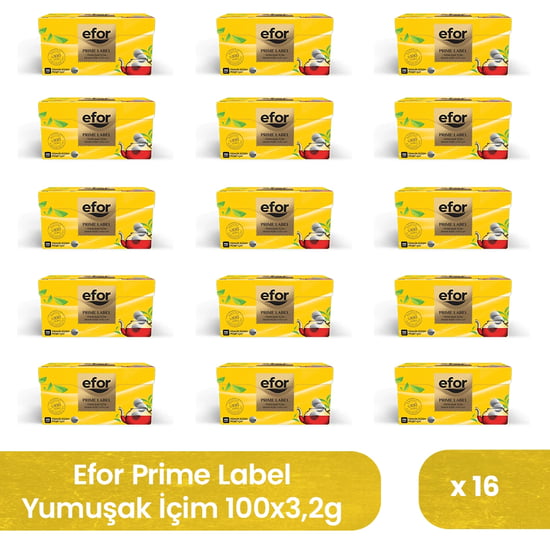 Efor Prime Label Demlik Poşet Siyah Çay 3,2 Gr X 100 Adet - 16'lı Koli
