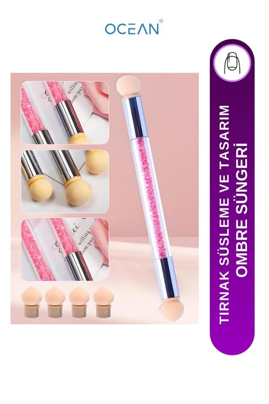 Ocean Ombre Süngeri +4 Yedek Başlıklı Pembe Asu-301