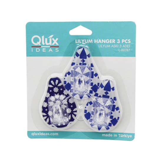 Qlux L-00292 ( 3pcs ) Lilyum Yapışkanlı ( Mika Kristal Plastik ) Askı