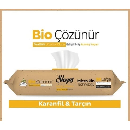 Sleepy Easy Clean Bio Çözünür Karanfil ve Tarçın Yüzey Temizlik Havlusu 50li