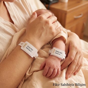 100 Adet Anne Bebek Kol Bandı Takip Bilekliği Beyaz - Doğumhane Kilitli - Sağlık Bakanlığı Uyumlu Seri Nolu