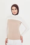 Hürrem Bone Krem Tesettür Balıkçı Yaka Boyunluklu Kolluk Viskon Düz 1025_40