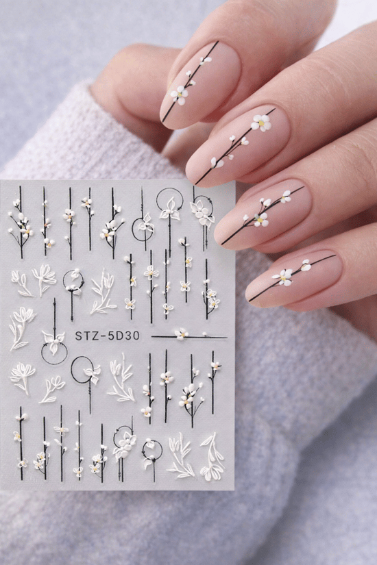 Misyul 5d Tırnak Sticker Yapışkanı Çubuklu & Çiçekli Mıs-3833