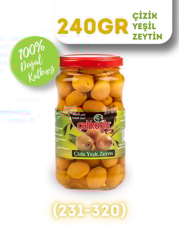 Çalıkoğlu Doğal Çizik Yeşil Zeytin 240 gr (261-290)