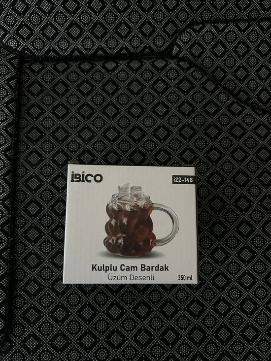 Üzüm - Kabarcikli Kulplu Cam Bardak Termisil - Isiya Dayanikli Borosilikat 350Ml