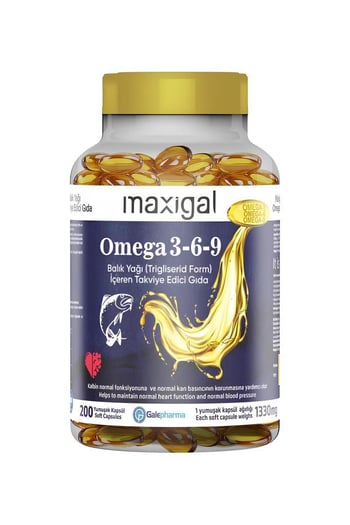 Maxigal Omega 3,6,9 Balık Yağı ( Form) 200 Kapsül İçeren Takviye Edici Gıda