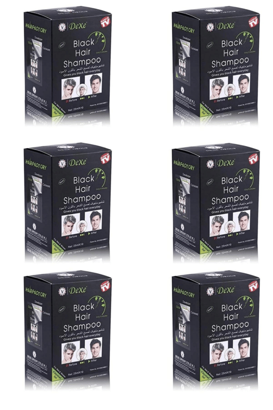 Dexe Black Hair Shampoo Beyaz Saç Kapatıcı Siyah Şampuan Boya 10lu Paket 6 Adet