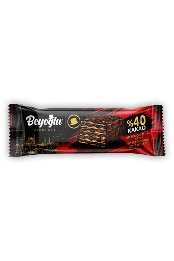 Beyoğlu %40 Kakaolu Bitter Çikolata Kaplı Gofret 40 Gr.*24 Adet