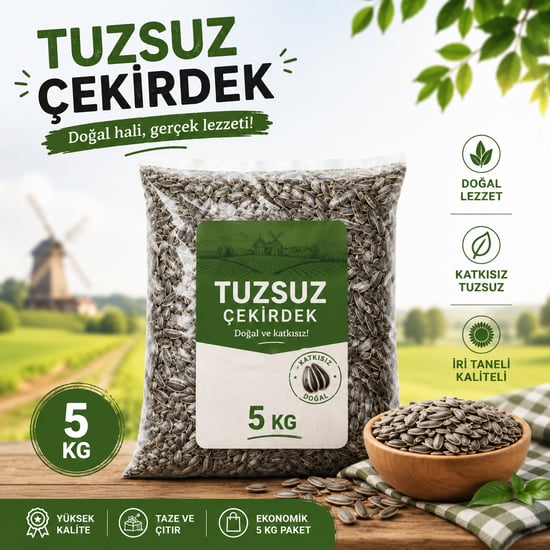 5 Kg Tuzsuz Siyah Ay Çekirdeği | İri Taneli Taze ve Çıtır Dökme Çekirdek