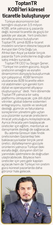 ToptanTR KOBİ’leri Küresel Ticaretle Buluşturuyor
