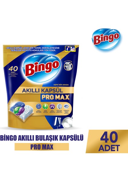 Bingo Akıllı Kapsül Pro Max Bulaşık Makinesi Tableti 40'lı