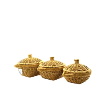 İ22-325 ( 3pcs ) (yuvarlak) (metal İskele ) Pls.hasır Organizer Sepet ( Kapaklı )