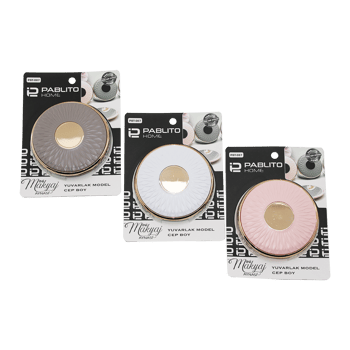 Pablito Home Pbt-087 (yuvarlak) (3"- 9x9cm) (cep & Çanta) Mini Makyaj Aynası (bronz Kapak Kenarı-göbek & Renkli Pls.)