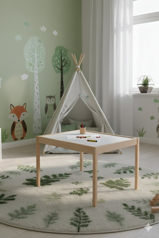 Montessori Çocuk Ahşap Etkinlik Masası