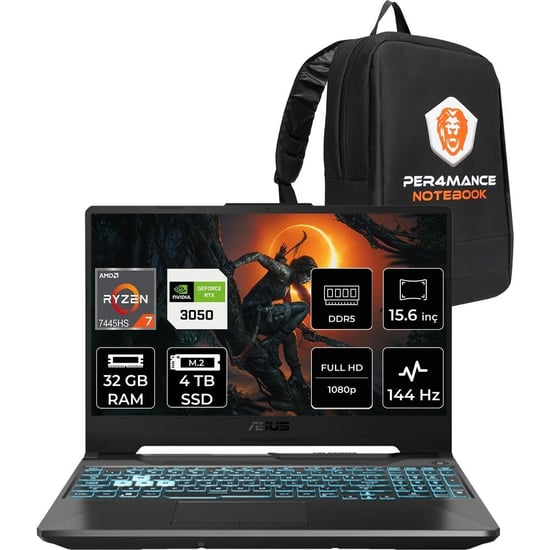 Asus Tuf Gaming A15 Ryzen 7 7445HS RTX 3050 Gaming Laptop 32GB RAM 4TB SSD 15.6" FHD 144Hz FreeDOS +