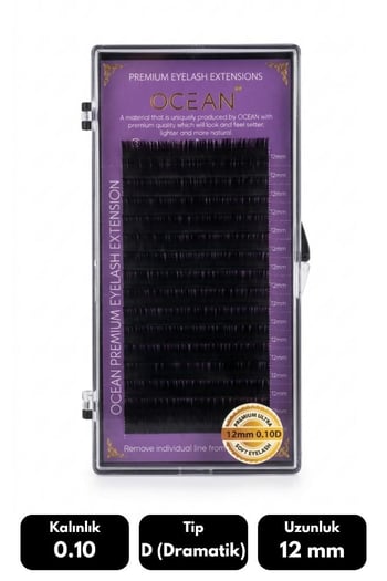 Ocean 0.10d Dramatik Kıvrım 12 Mm Soft Eyelash Doğal İpek Kirpik 16'lı