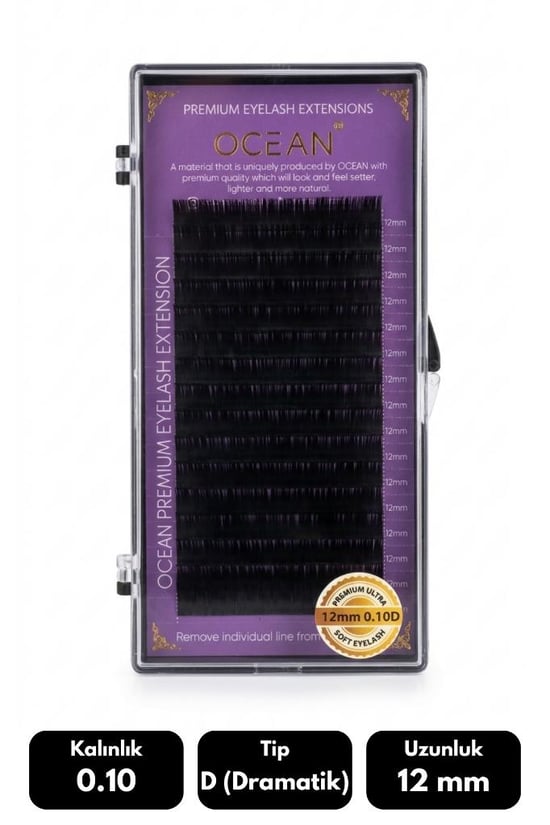 Ocean 0.10d Dramatik Kıvrım 12 Mm Soft Eyelash Doğal İpek Kirpik 16'lı