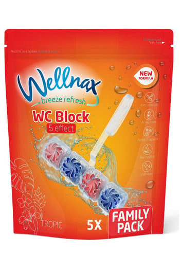 Wellnax Wc Blok Tropik Kokulu Tuvalet Temizleyici 5'li Aile Paketi