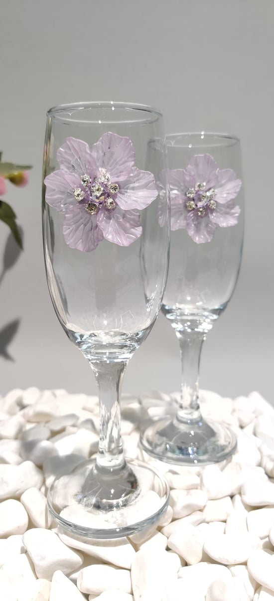 Kirlinova® Mor Çiçek 2 Li Meşrubat Bardağı