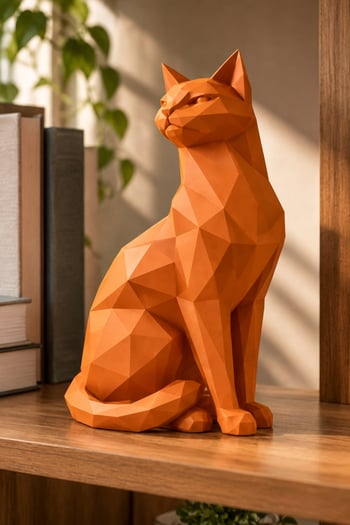 Asil Kedi Figürlü Dekoratif Biblo Turuncu