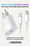 Adeyo Store İphone Hızlı Şarj Aleti Adaptör + Lightning Kablo 6 7 8 X 11 12 13 14 Pro Max Plus Uyumlu 25w İos