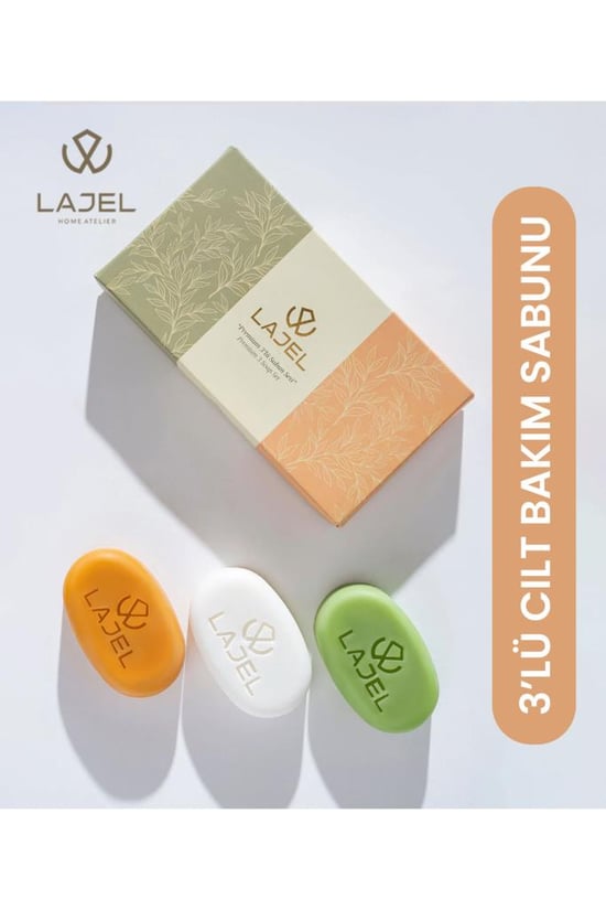 Lajel 3’lü Cilt Bakım Sabunu | Kolajen Kojik Asitli C Vitaminli Zeytinyağlı Doğal Sabun Seti